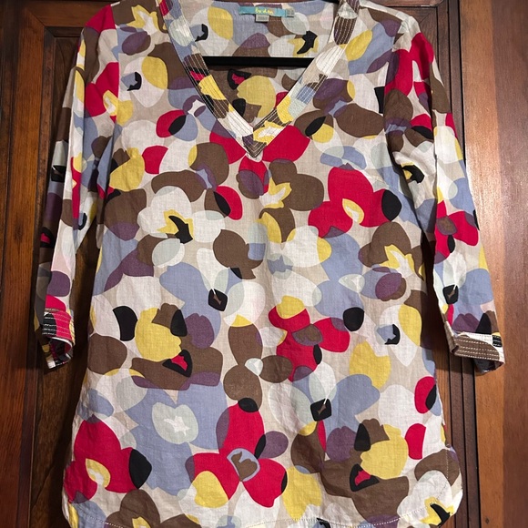 Boden Tops - Boden Multicolor Abstract V-Neck Blouse